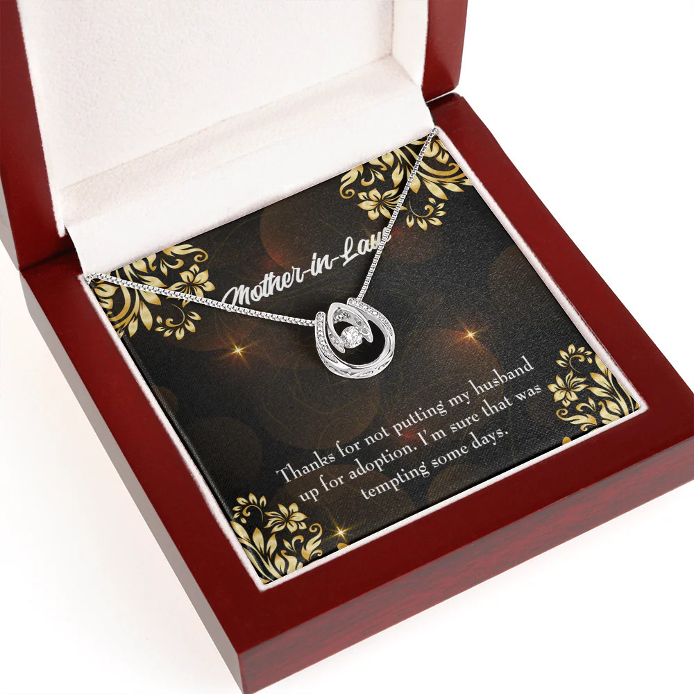 Mother-in-Law Funny Mother-in-Law Message Lucky Horseshoe Necklace Luxury Box